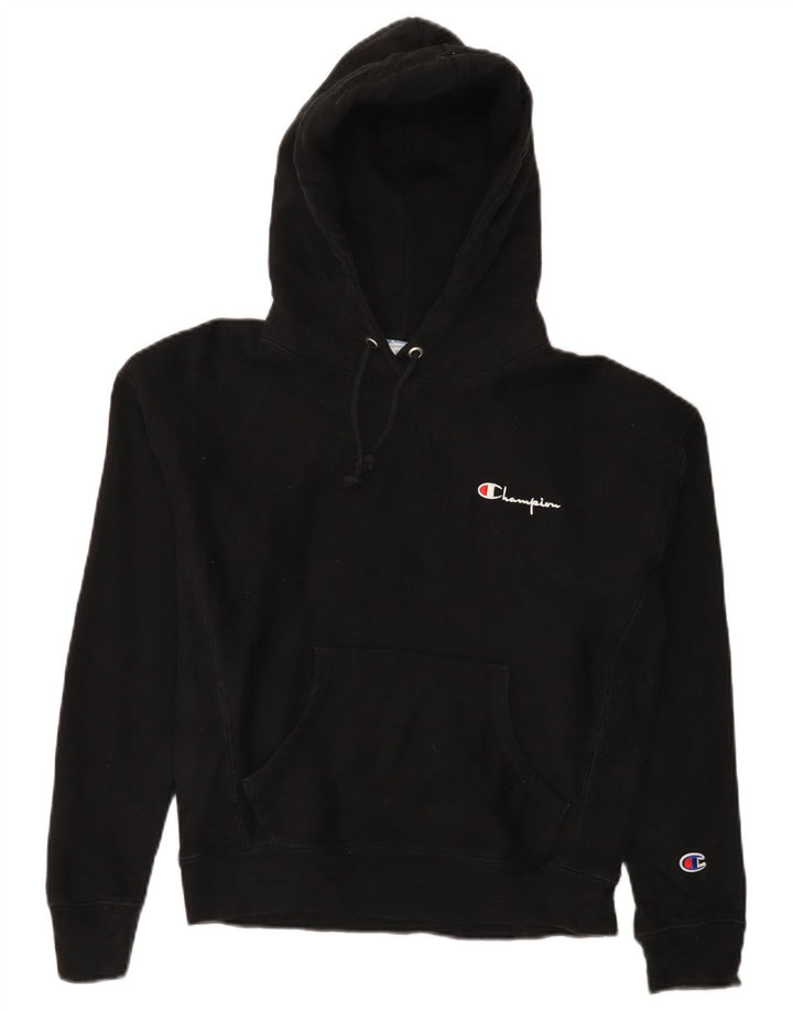 CHAMPION Damen Reverse Weave Übergroßer Kapuzenpullover UK 10 Small Schwarz