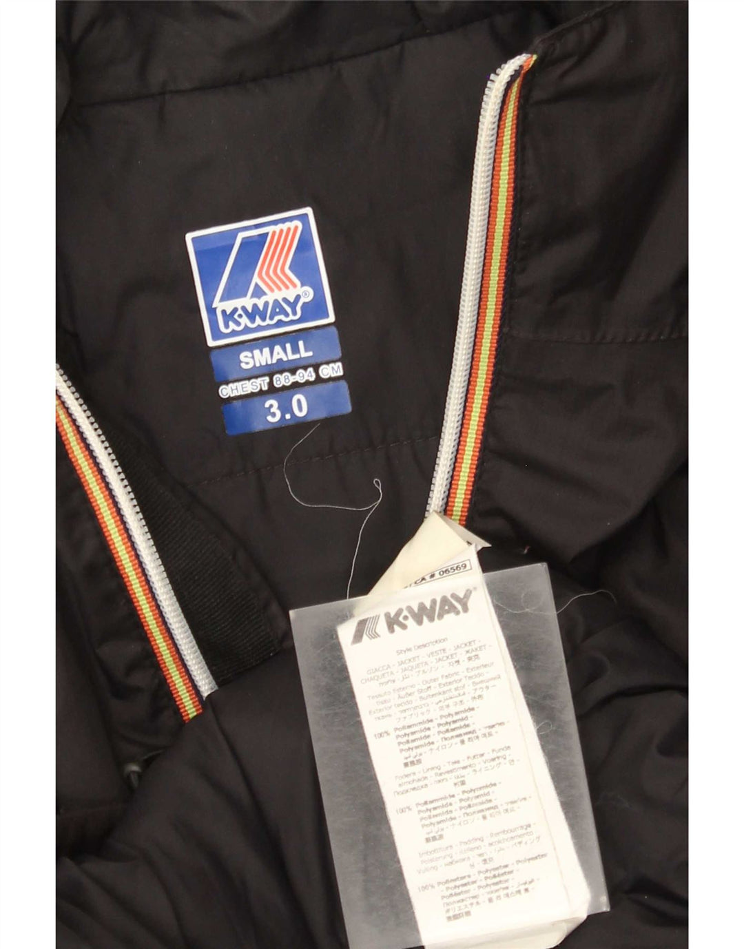 K-Way Damen-Regenjacke mit Kapuze, übergroß, Gr. 10, Größe S, Schwarz, Polyamid