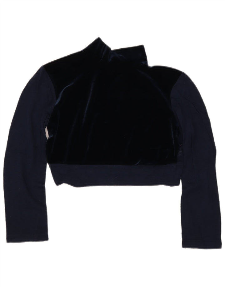 Vintage Damen Durchsichtiges Blusentop IT 44 Medium Marineblaue Wolle