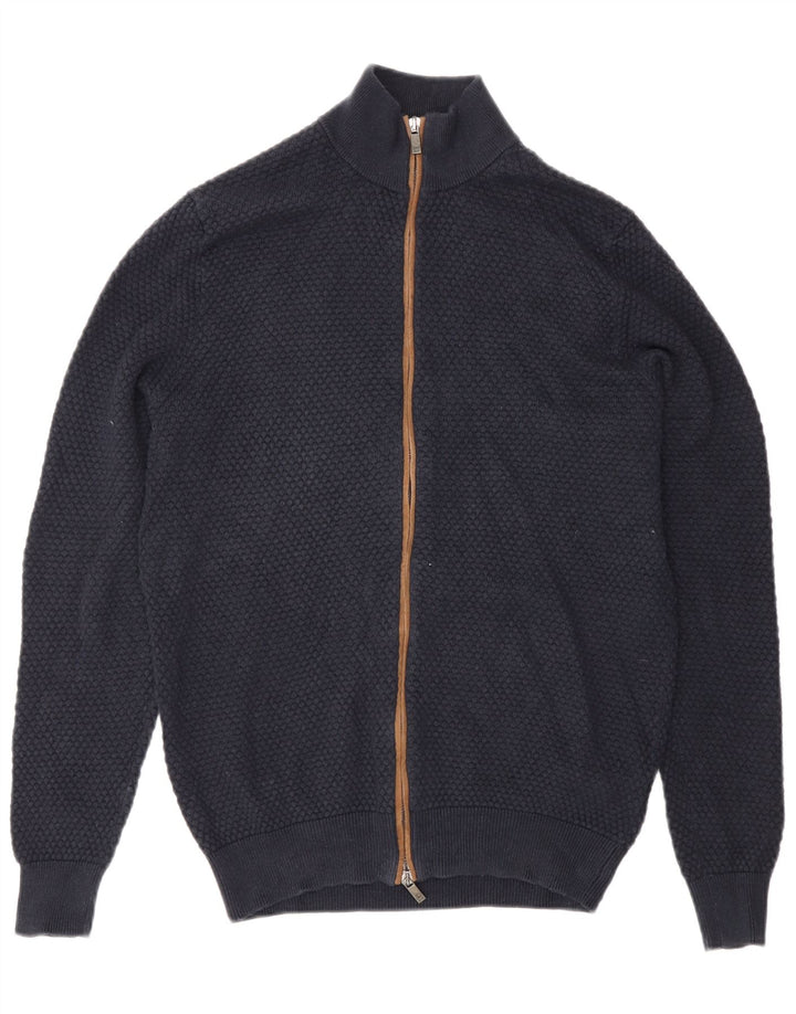 Massimo Dutti Herren-Strickjacke aus mittelblauer Baumwolle