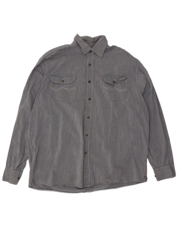 Wrangler Herrenhemd XL, blaue Nadelstreifen-Baumwolle