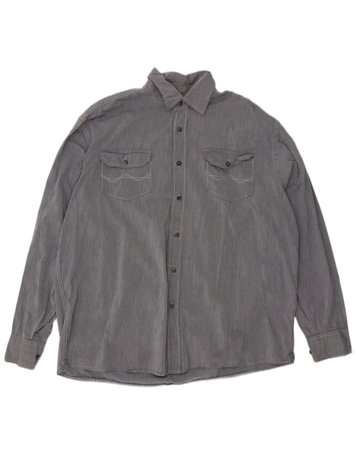 Wrangler Herrenhemd XL, blaue Nadelstreifen-Baumwolle