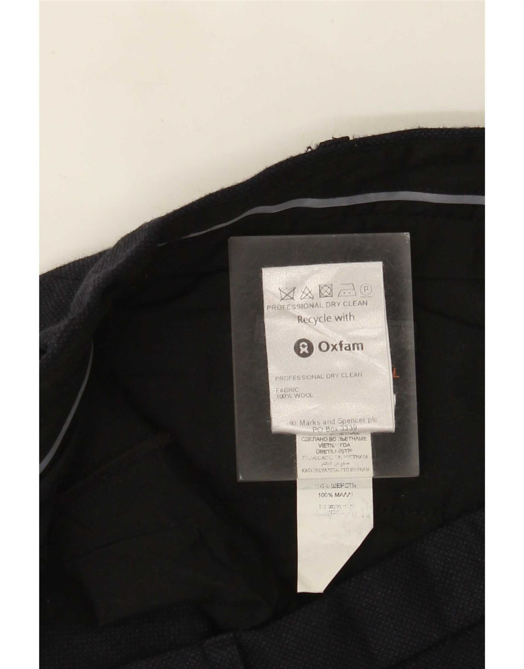 Gerade Herren-Anzughose von Marks & Spencer, W40, L29, marineblaue Wolle