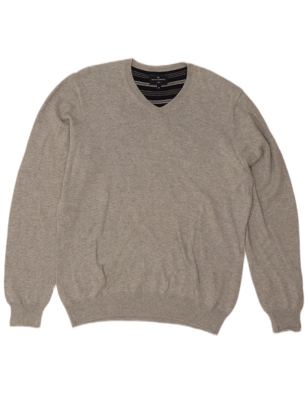 Marks & Spencer Herren Blue Harbor V-Ausschnitt Pullover Pullover Mittelgrau meliert