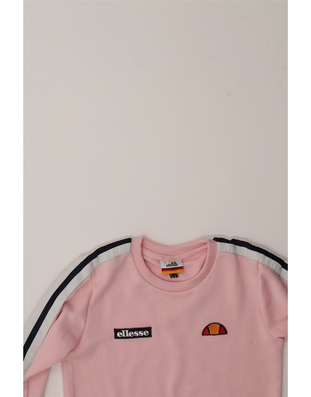 ELLESSE Womens Graphic Top Long Sleeve UK 4 XS Pink Colourblock Polyester Vintage Ellesse and Second-Hand Ellesse from Messina Hembry 