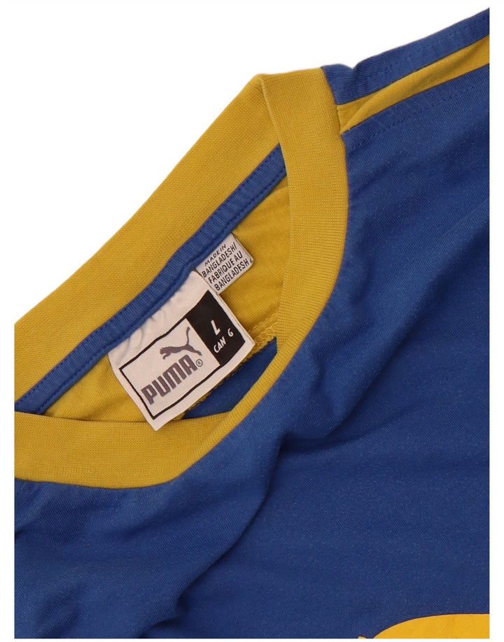 Puma Herren Graphic Top Langarm Große blaue Baumwolle
