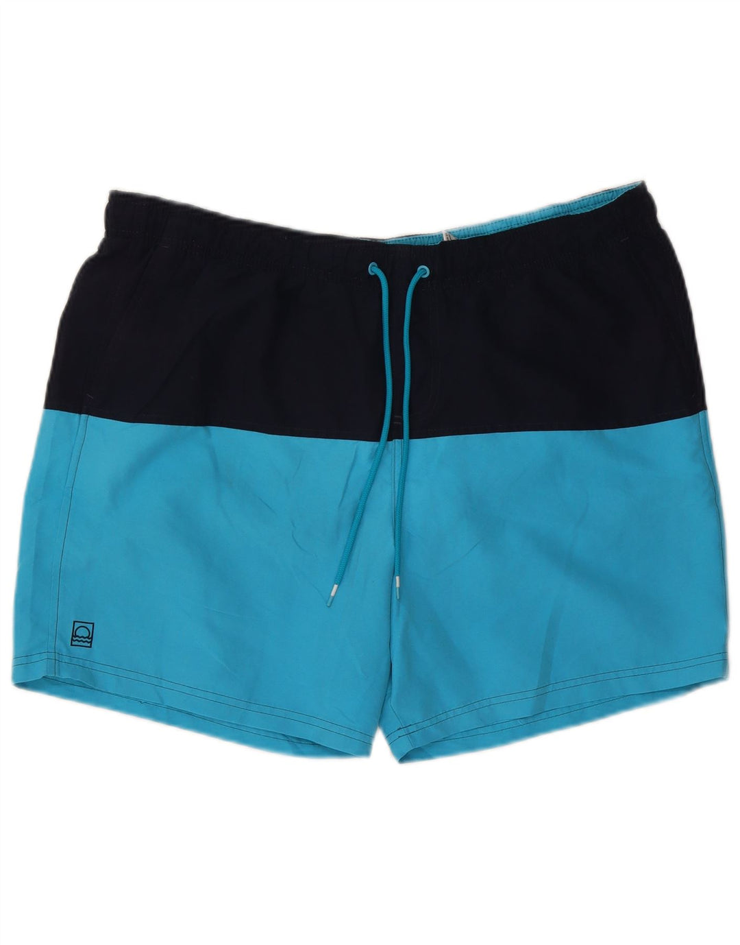 Marks & Spencer Herren-Badeshorts XL, blaues Colourblock-Polyester