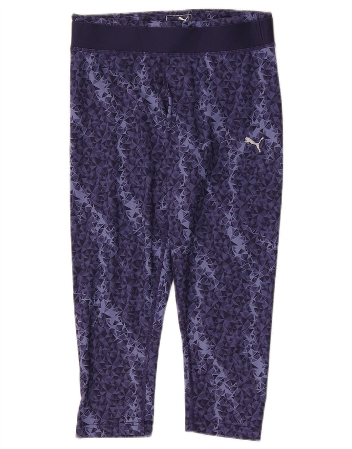 Puma Damen Capri-Leggings UK 10 Small Marineblaues geometrisches Polyester
