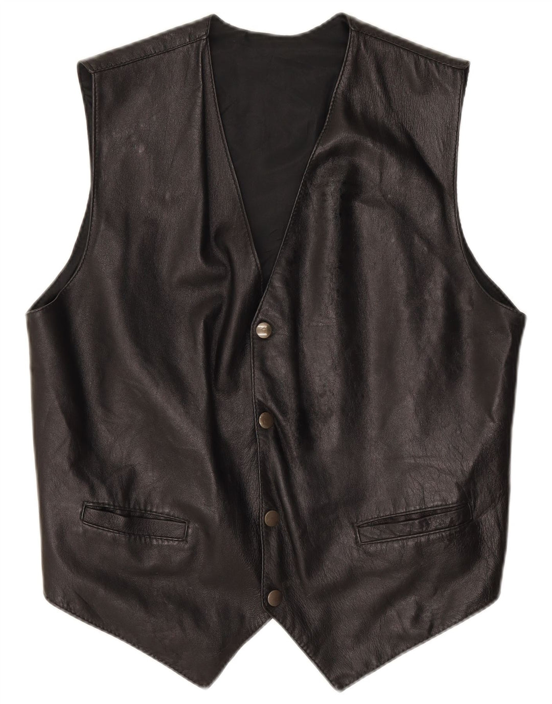 Vintage Herren Lederweste Medium Schwarz