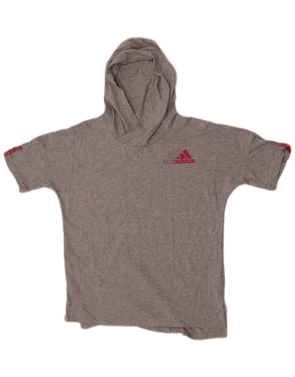 Adidas Mädchen-T-Shirt mit Kapuze, 15–16 Jahre, XL, grau gefleckte Baumwolle