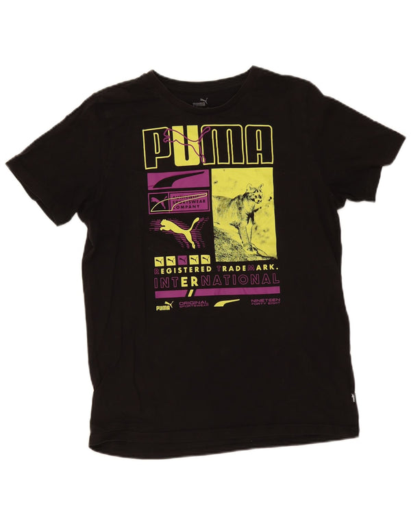 Puma Herren Grafik T-Shirt Top Small Schwarz Baumwolle
