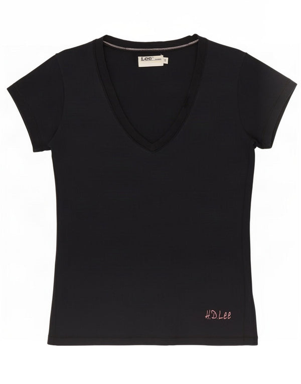Lee Damen T-Shirt Top UK 8 Small Schwarz Baumwolle