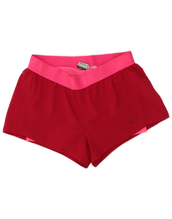 Nike Damen Dri Fit Sport Shorts UK 14 Mittelrosa Farbblock