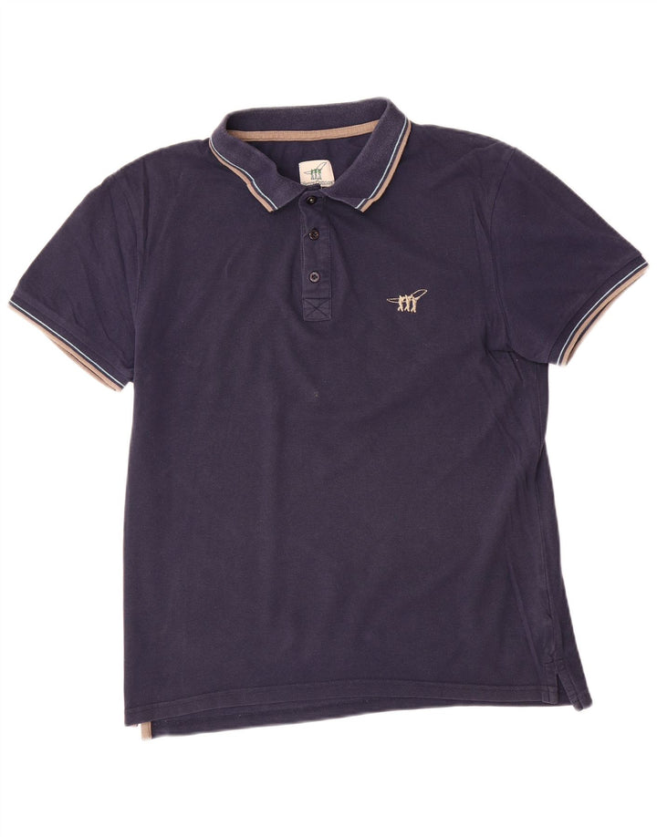 Henry Cottons Herren-Poloshirt aus mittlerer marineblauer Baumwolle