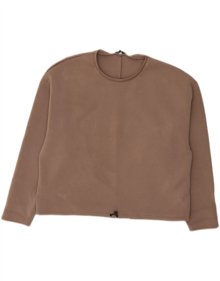 Zara Damen Sweatshirt Pullover UK 16 Large Braune Viskose