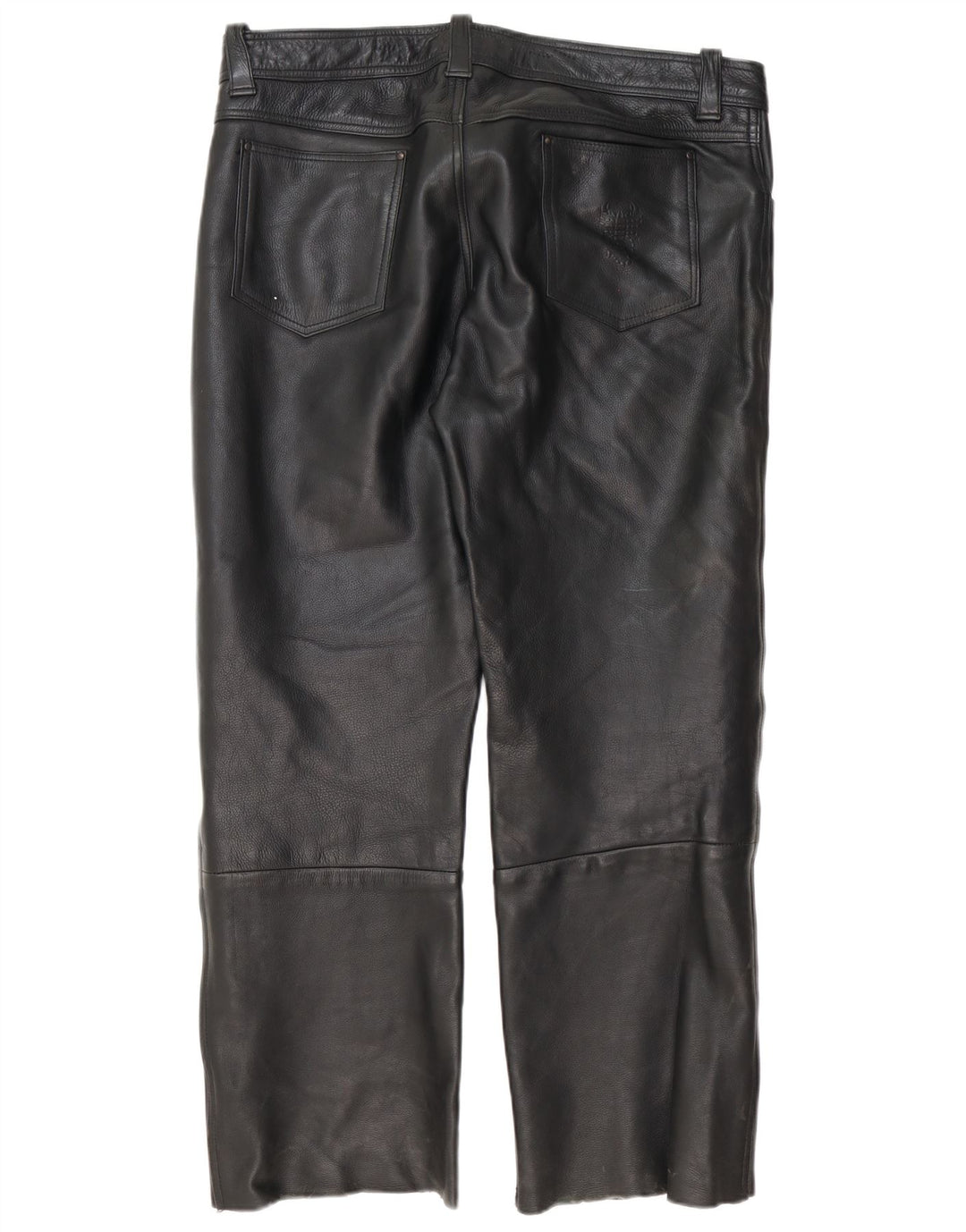Vintage Herren gerade Lederhose W40 L30 Schwarz