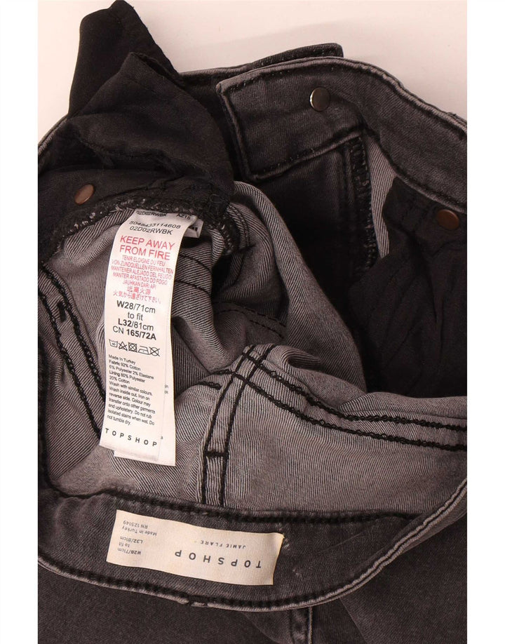 Topshop Damen Jamie Flared Jeans W28 L32 Graue Baumwolle