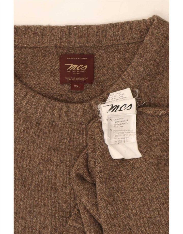 Marlboro Classics Herren-Pullover mit Rundhalsausschnitt, 3XL, braun gefleckte Wolle