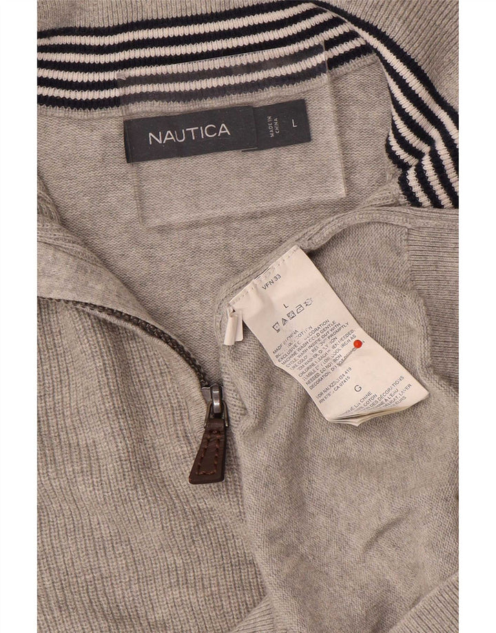 Nautica Herren-Pullover mit Reißverschluss am Hals, große graue Baumwolle