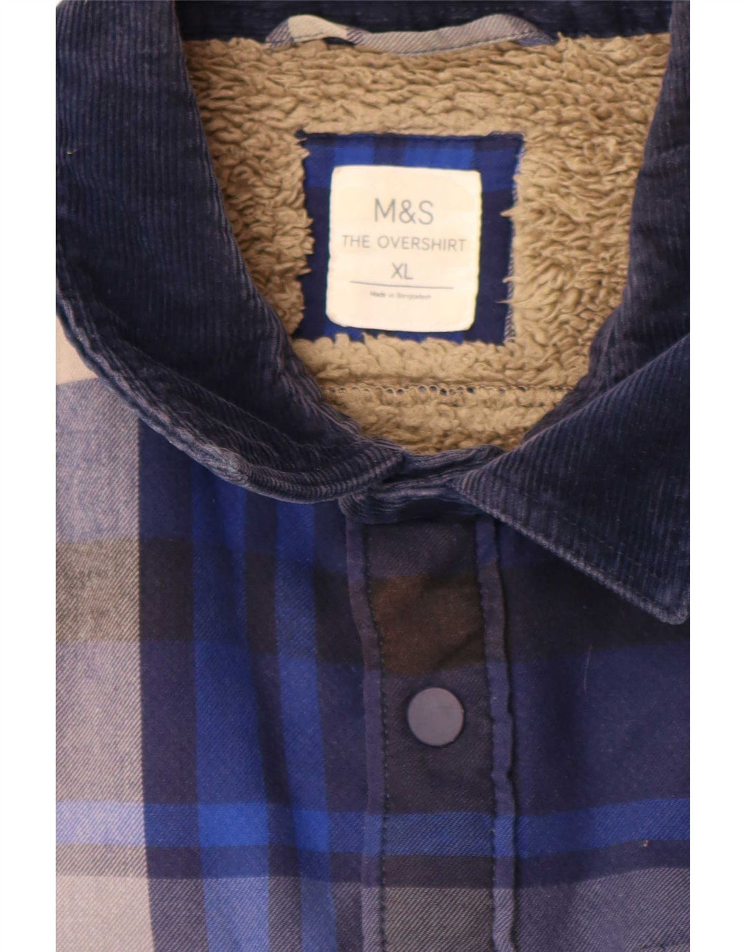 Marks & Spencer Herren Overshirt Holzfällerhemd XL Blau kariert Polyester