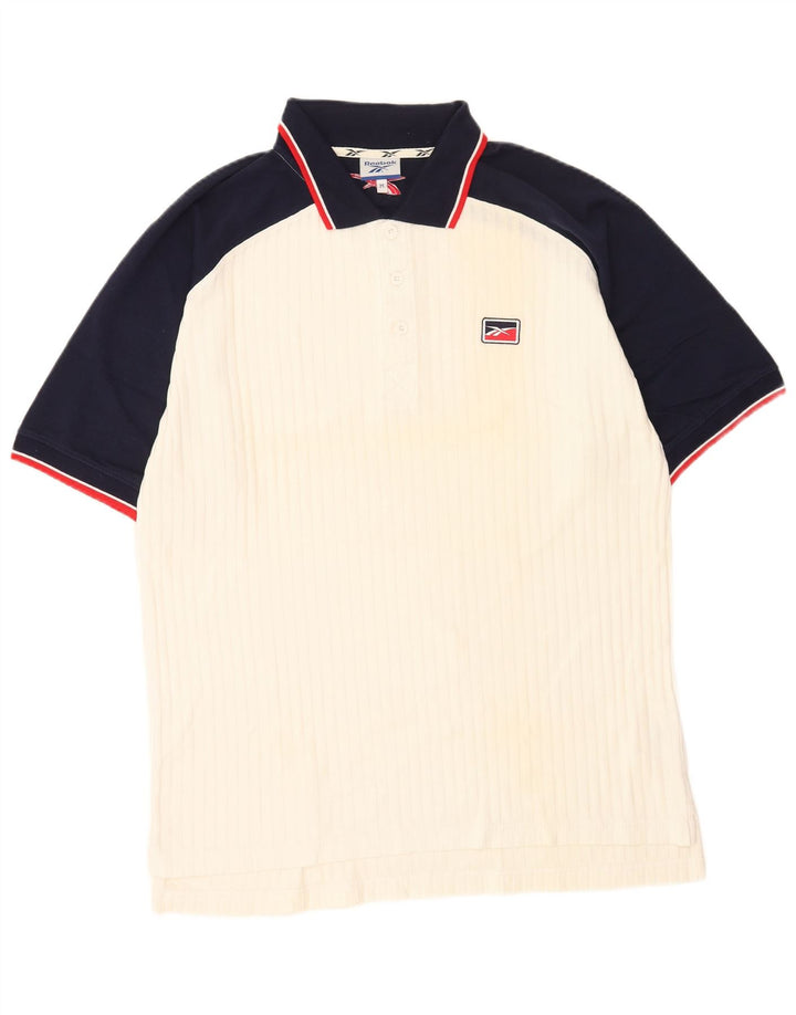 Reebok Herren-Poloshirt aus mittelweißer Colourblock-Baumwolle