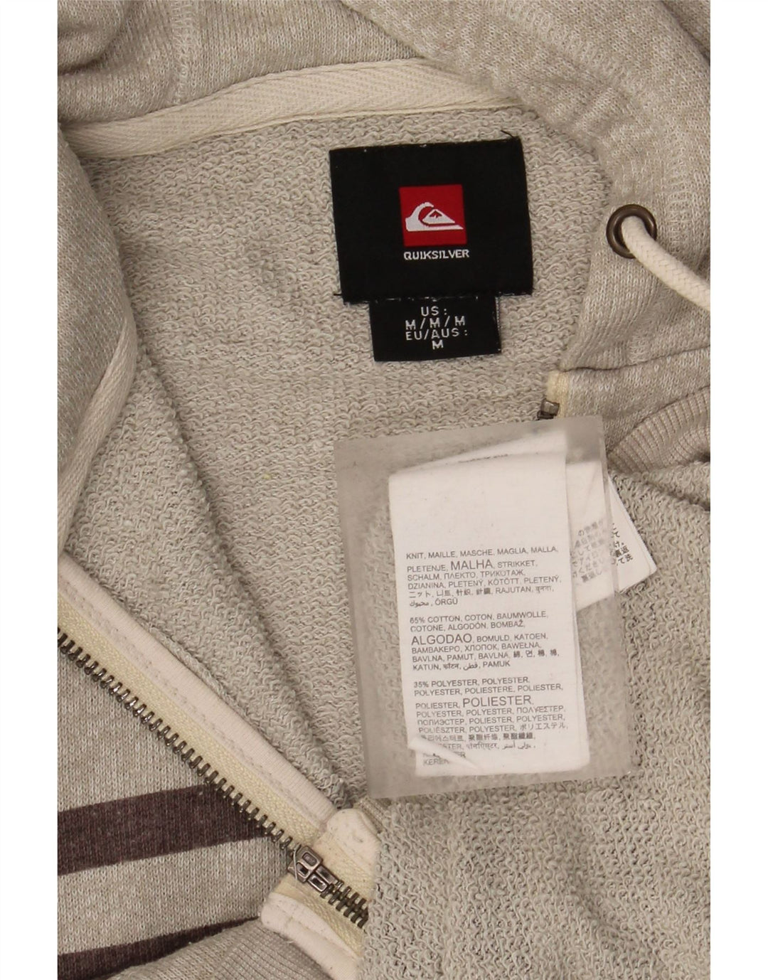 Quiksilver Herren-Kapuzenpullover mit Reißverschluss, mittelgrau, gestreift, Baumwolle