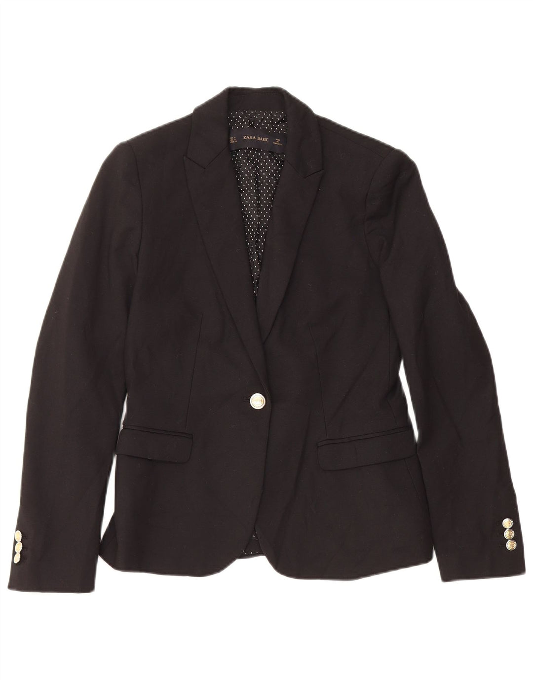 Zara Damen-Blazer mit 1 Knopf, Gr. 10, Größe S, Schwarz, Baumwolle