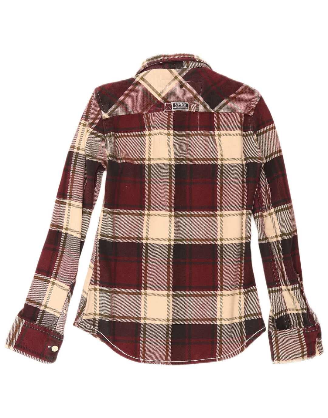Superdry Herren-Flanellhemd, klein, Burgunderrot, kariert, Baumwolle