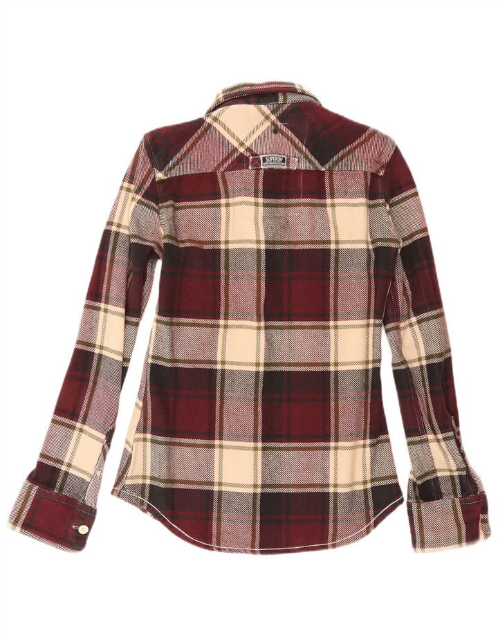 Superdry Herren-Flanellhemd, klein, Burgunderrot, kariert, Baumwolle