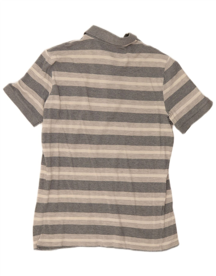 Lacoste Herren-Poloshirt, Größe 3, klein, grau gestreift, Baumwolle