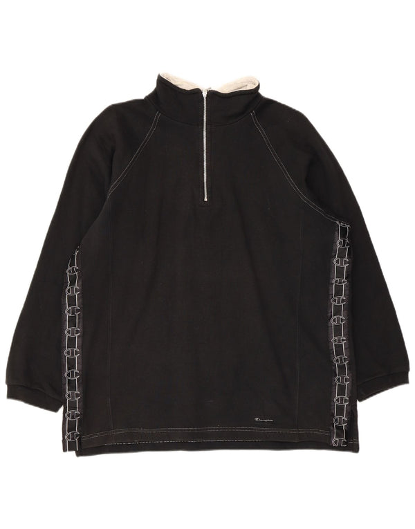 Champion Herren-Sweatshirt mit grafischem Reißverschluss, mittlerer schwarzer Baumwolle