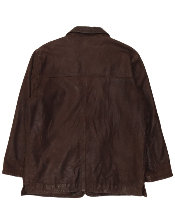 BIKERS Herren 4-Knopf-Lederblazer IT 58 4XL Braunes Leder