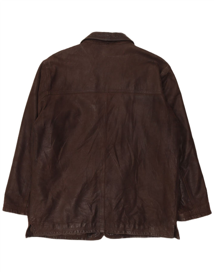 BIKERS Herren 4-Knopf-Lederblazer IT 58 4XL Braunes Leder