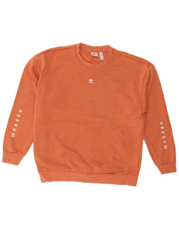Adidas Damen Graphic Oversized Sweatshirt Pullover UK 10 Small Orange Baumwolle