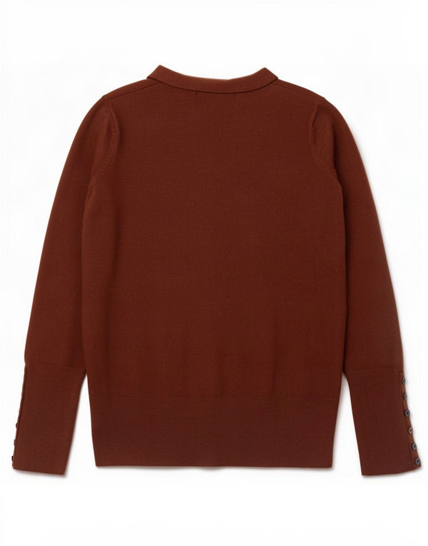 Zara Damen-Pullover mit V-Ausschnitt, UK 14, Größe L, braun, Viskose