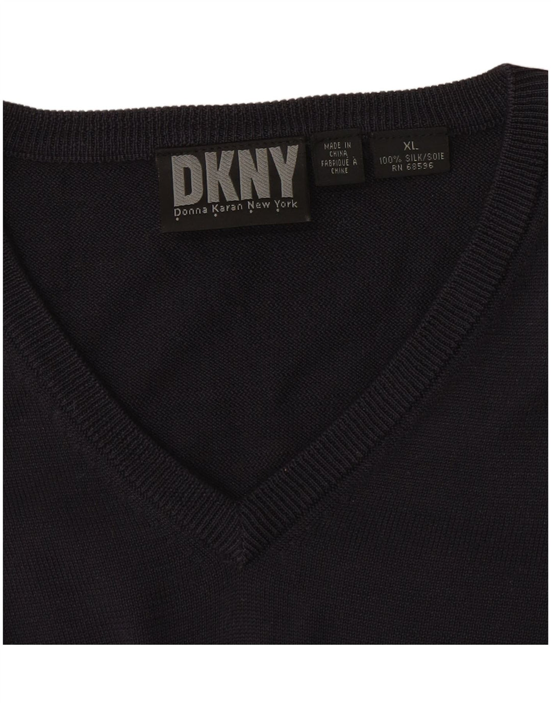 Dkny Herren-Pullover mit V-Ausschnitt, XL, Marineblau, Seide