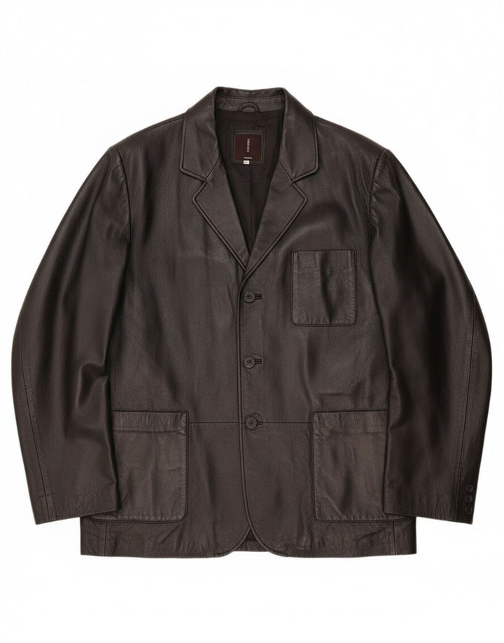 Conbipel Herren Lederjacke IT 56 2XL Schwarzes Leder