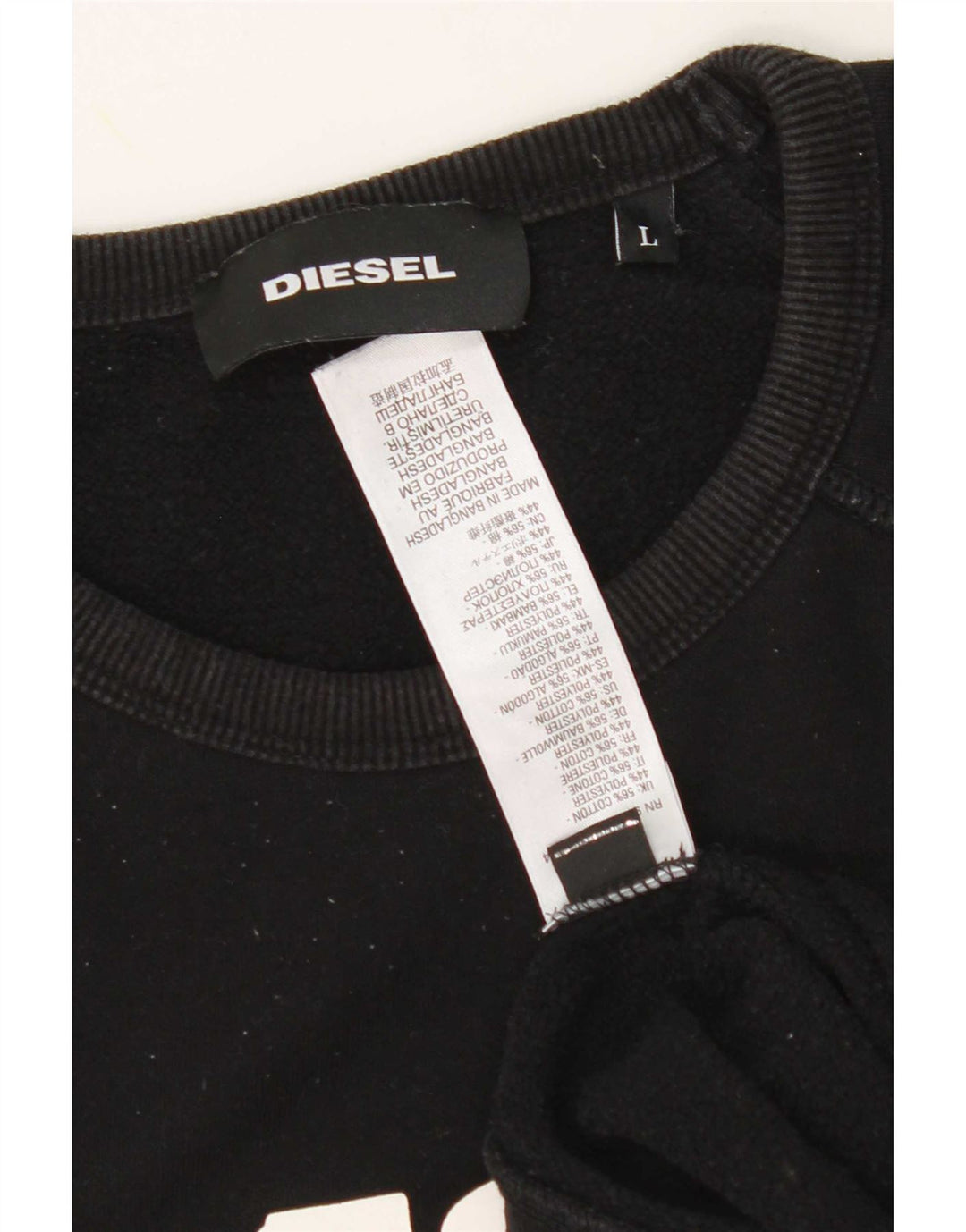 Diesel Herren-Sweatshirt mit Grafik, groß, aus schwarzer Baumwolle