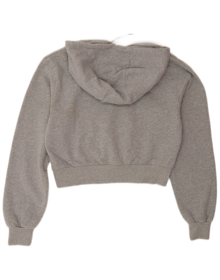 Ellesse Womens Crop Graphic Übergroßer Kapuzenpullover UK 12 Mittelgrau