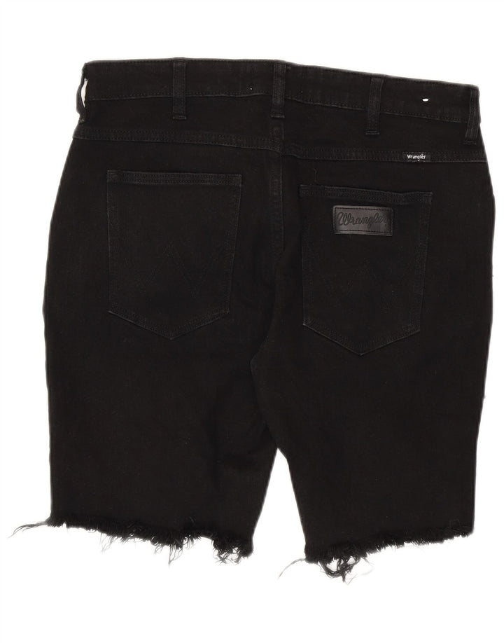 Wrangler Herren Distressed Denim Shorts W32 Mittelschwarze Baumwolle