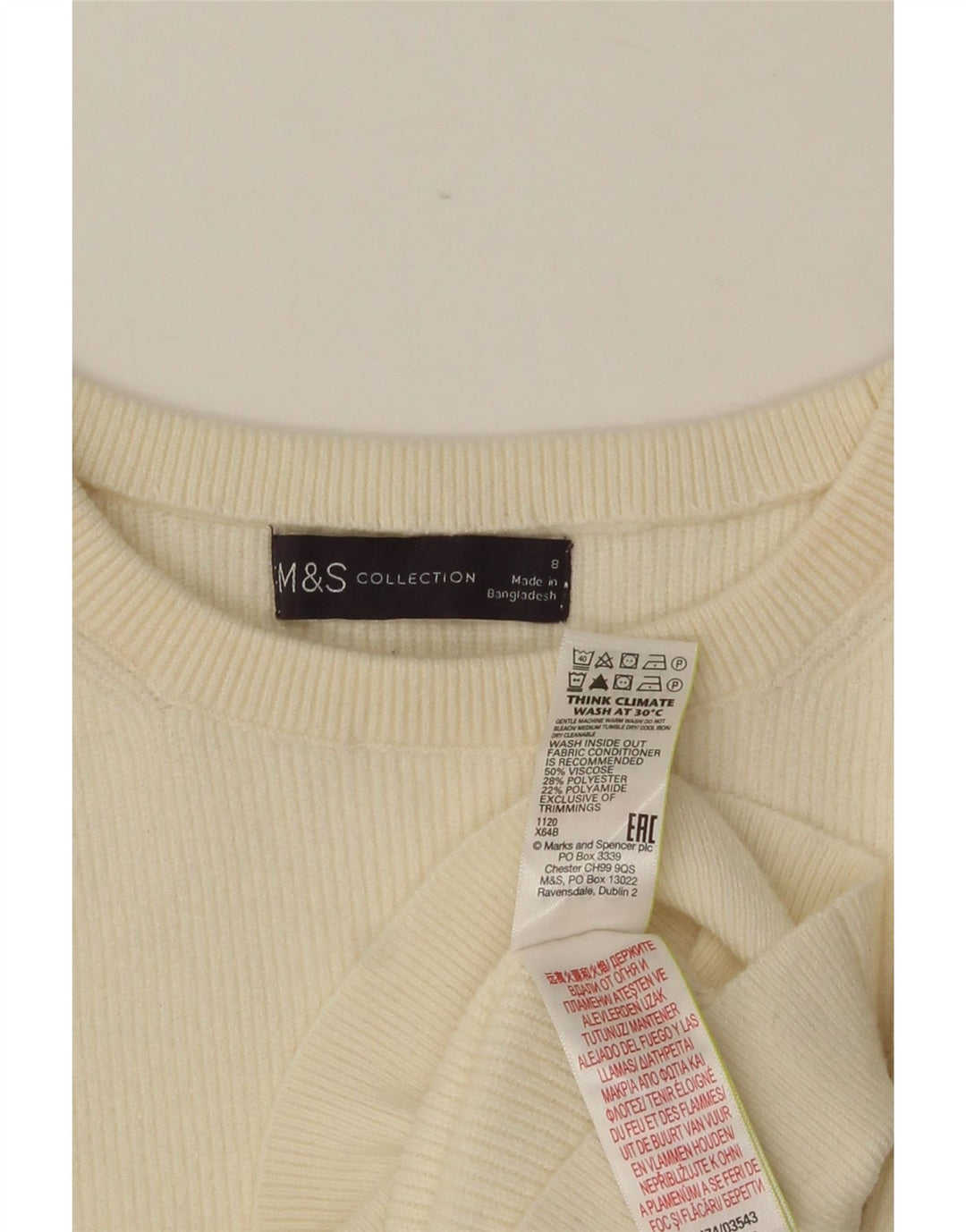 MARKS & SPENCER Damen-Pullover mit Rundhalsausschnitt, Gr. 8, Beige