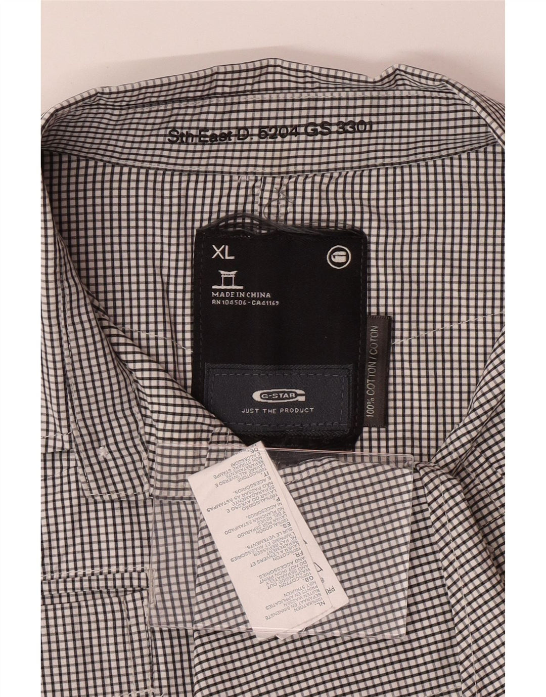 G-STAR Herrenhemd XL, schwarz kariert, Baumwolle