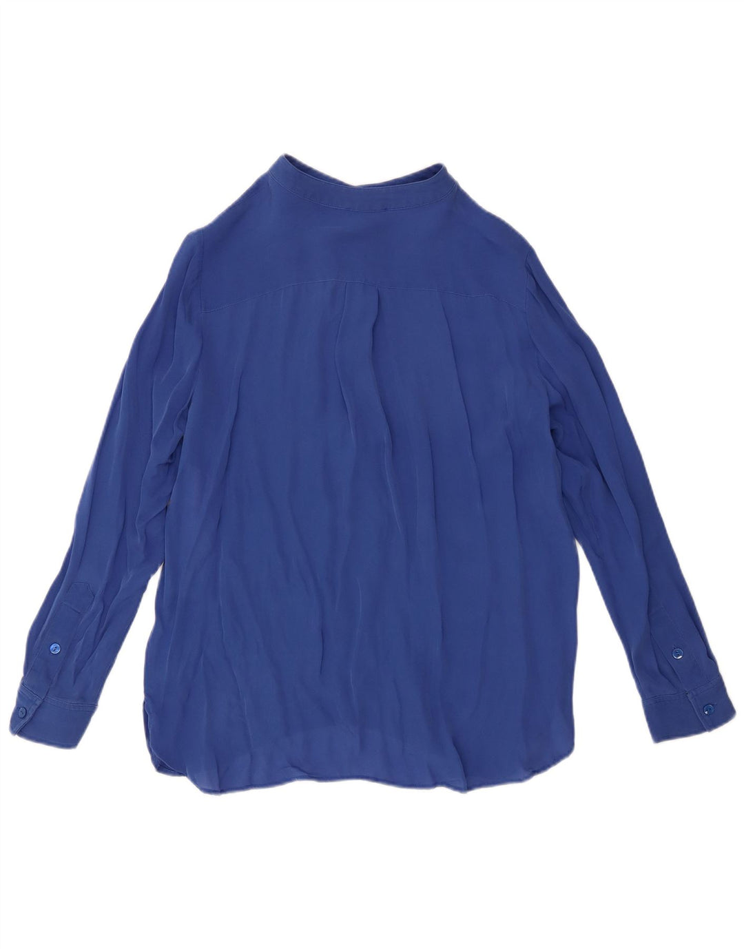 Luisa Spagnoli Damen Langarm-Blusenoberteil UK 14 Mittelblaue Seide