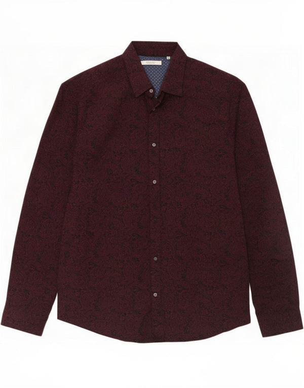 Jack & Jones Herren-Premium-Hemd, Größe 46, 2XL, Burgunderrot, Paisley-Baumwolle
