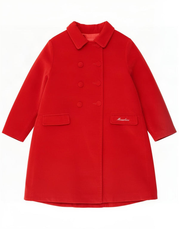Moschino Zweireihiger Mantel aus Samt für Mädchen, 5–6 Jahre, rote Baumwolle