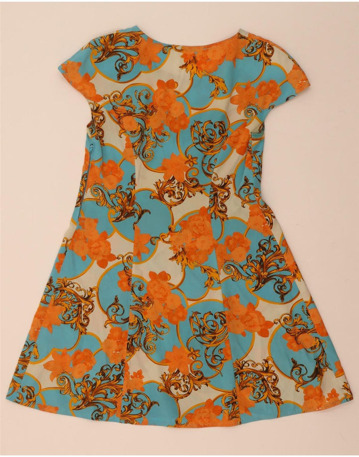 Vintage Damen A-Linie Kleid UK 12 Medium Mehrfarbig geblümt