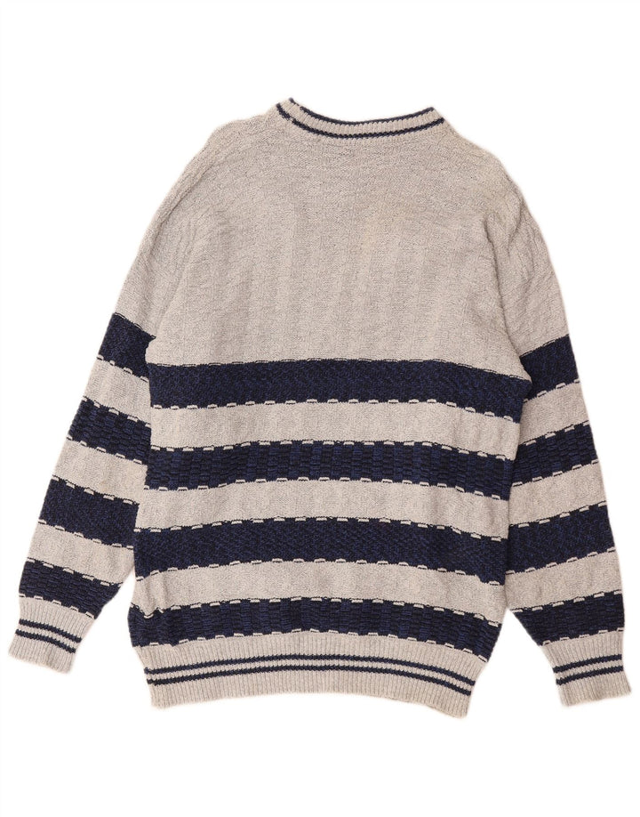 Vintage Herren-Pullover mit Rundhalsausschnitt, Mittelgrau, Farbblock