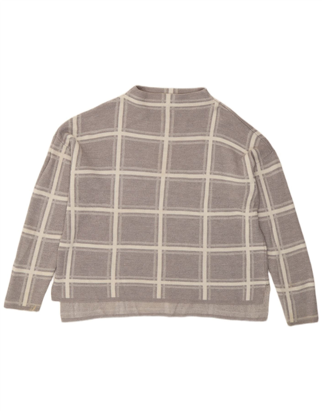 Marks & Spencer Damen-Pullover mit Rundhalsausschnitt, Gr. 40, Größe L, grau kariert