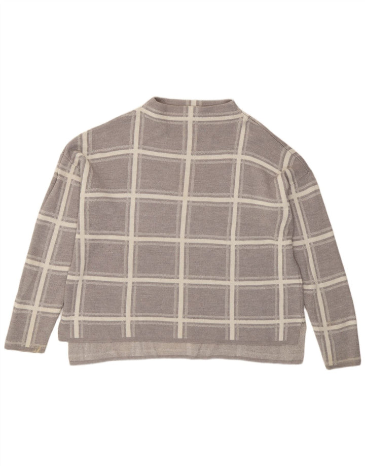 Marks & Spencer Damen-Pullover mit Rundhalsausschnitt, Gr. 40, Größe L, grau kariert