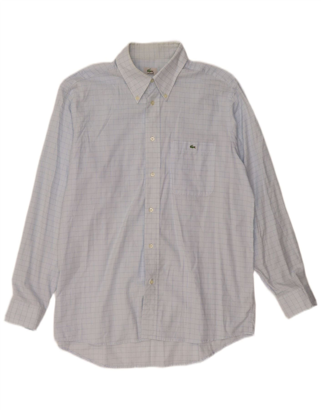 LACOSTE Herrenhemd, Größe 41, große blau karierte Baumwolle